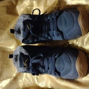 Azooken Mens Blue Fur Lined Lace-Up Boots.  Size 41.